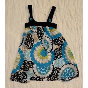 Piper & Blue Women Medium Blue Floral Smocked Button Strap Tank Top Boho Cami